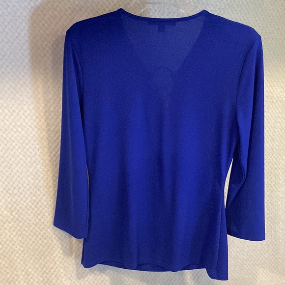 Intl. Concepts - Periwinkle Blue Elegant pull Over Blouse with gold accents - Picture 4 of 6